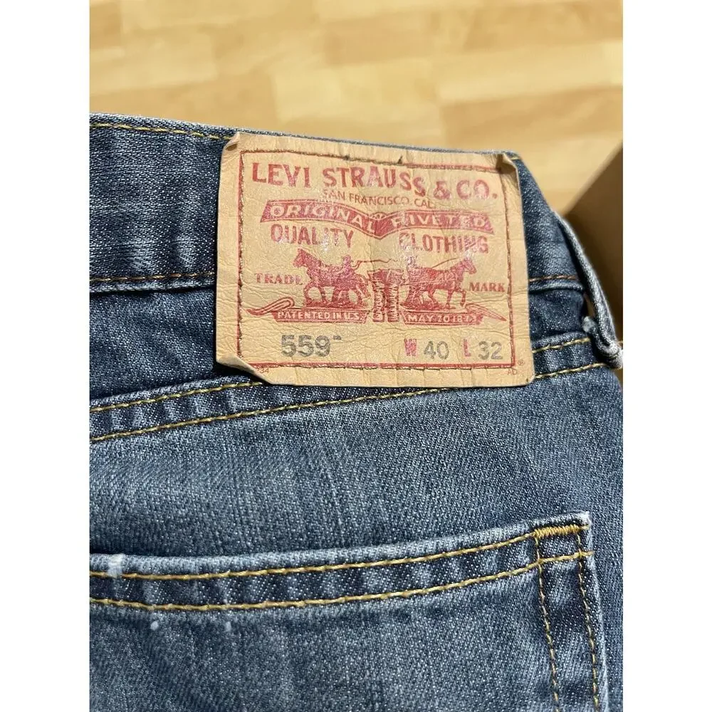 Levi's 559 Jeans Men's‎ 40X32 Dark Wash Straight Red Tab Blue Pre-Owned